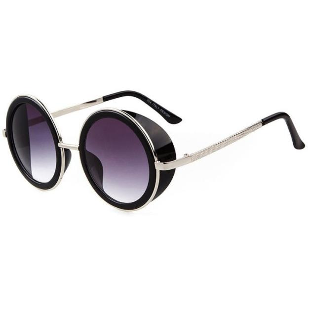 Steampunk Glasses With Purple Gradient Lenses & Silver Frames